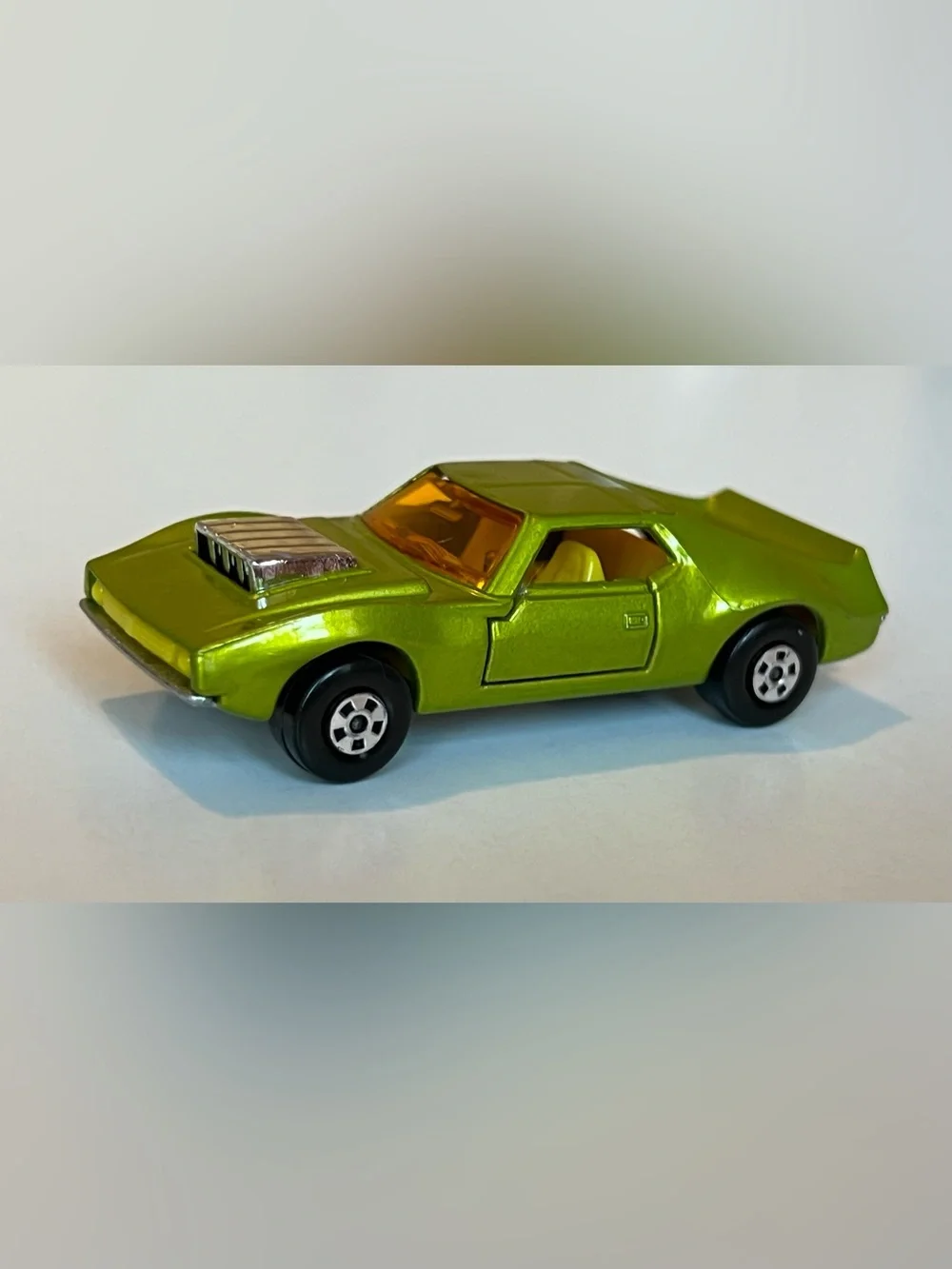 Vintage Matchbox Superfast No. 9 AMX Javelin 1972 Green with Chrome Scoop Lesney